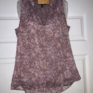 White House Black Market Floral V-Neck Blouse -Purple